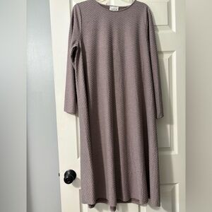 Taupe Textured Long Sleeve Midi Dress